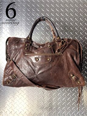 Balenciaga Vintage Moto Medium City Bag in Brown